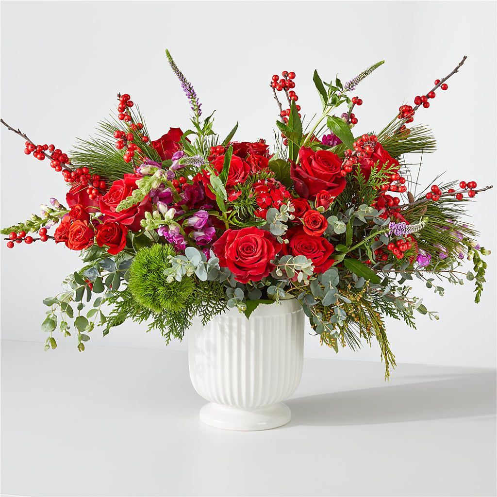 Big Red Bow Bouquet – Cg Rain Florist, Cedar Grove NJ