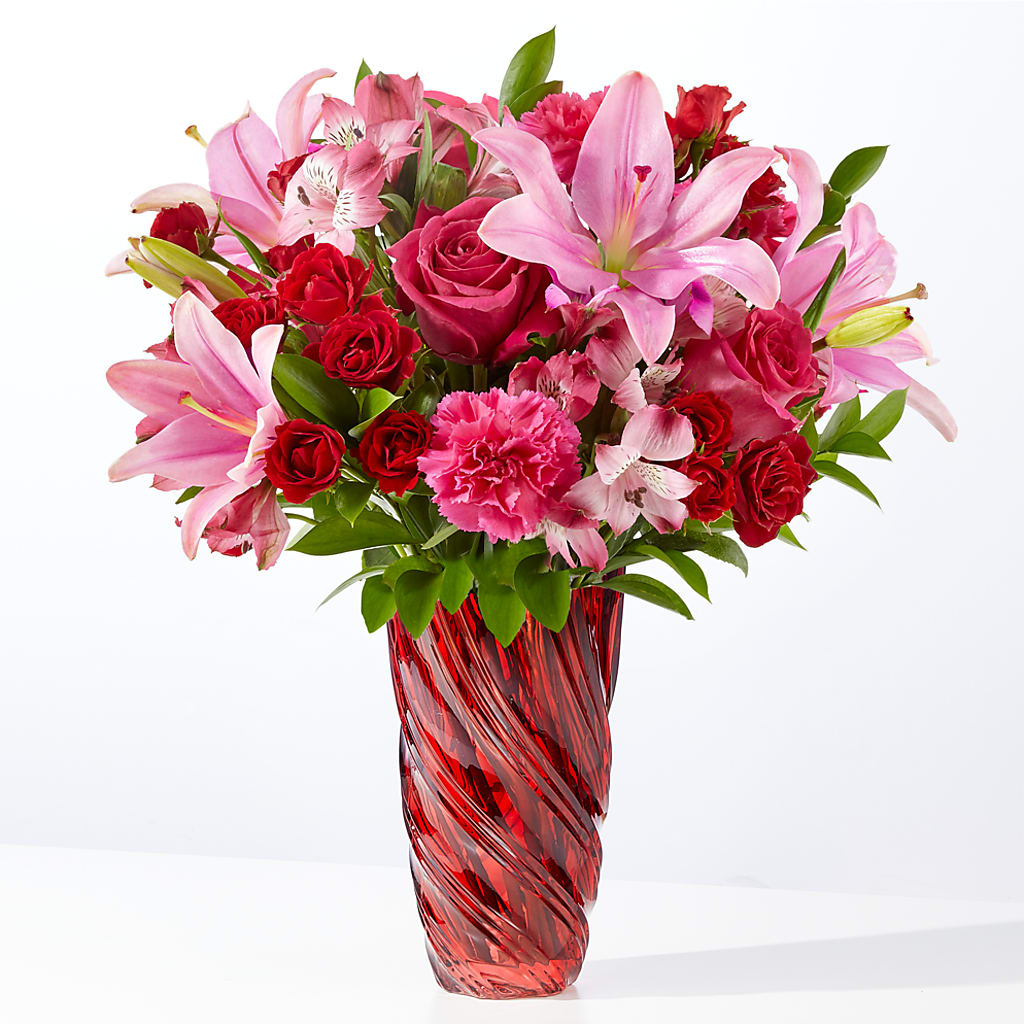 In Love Bouquet with Luxe Swirl Vase – Cg Rain Florist, Cedar Grove NJ