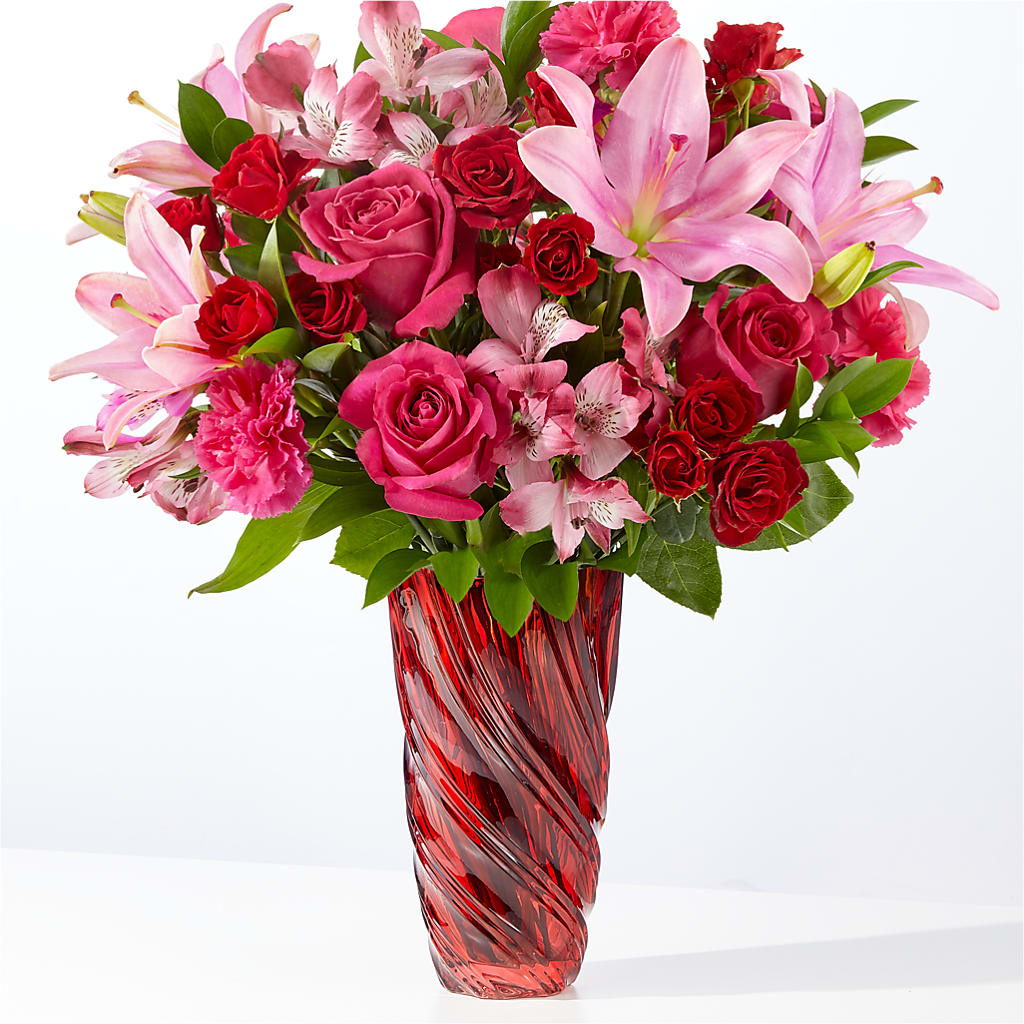 In Love Bouquet with Luxe Swirl Vase – Cg Rain Florist, Cedar Grove NJ