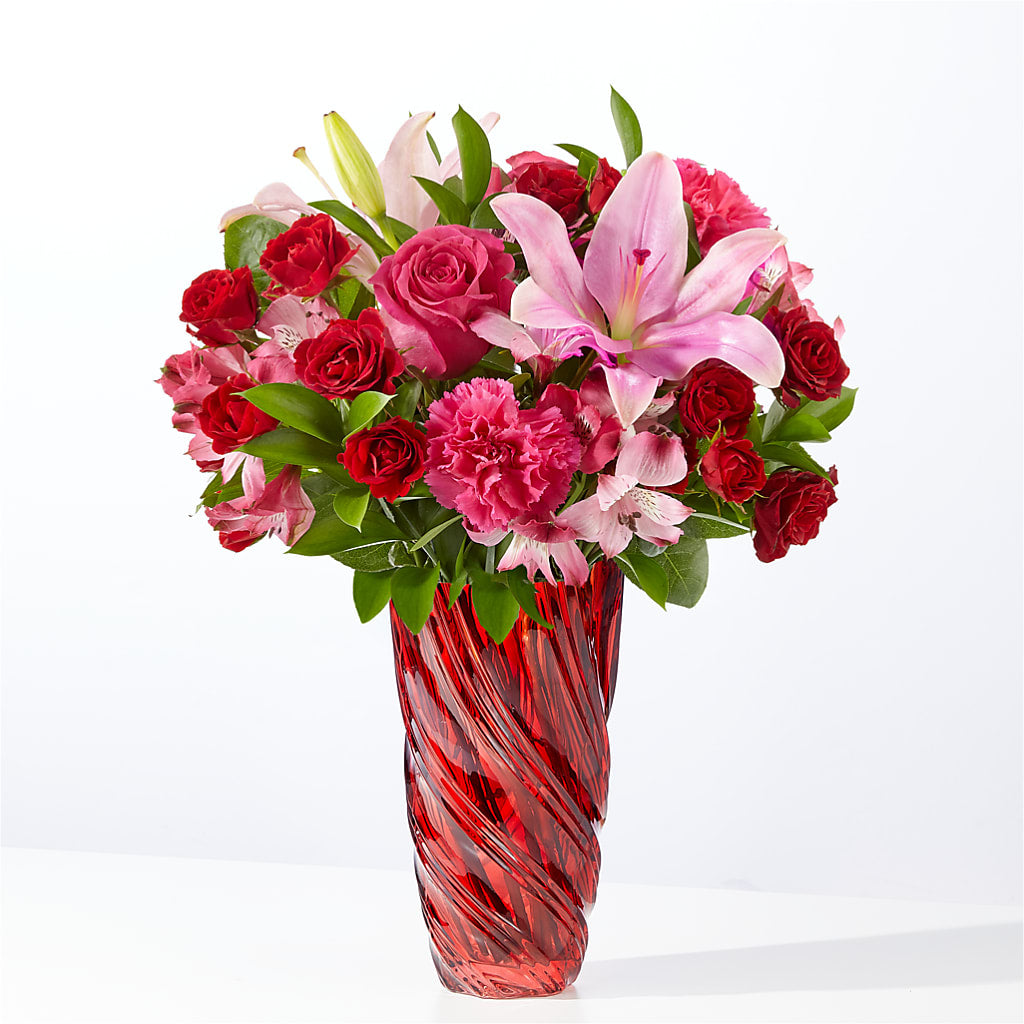 In Love Bouquet with Luxe Swirl Vase – Cg Rain Florist, Cedar Grove NJ