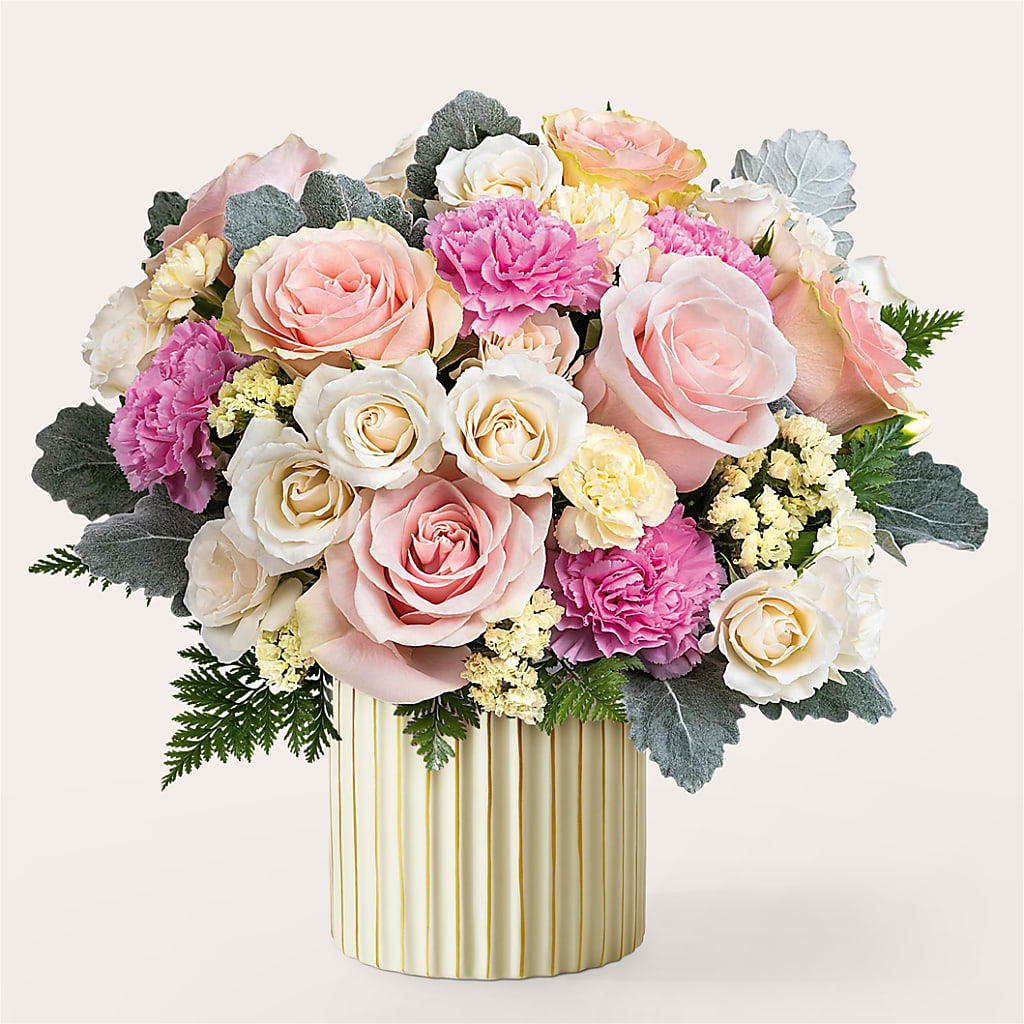 Blissful Moments Bouquet with Ivory Vase – Cg Rain Florist, Cedar Grove NJ