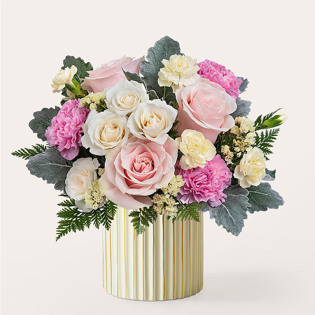 Blissful Moments Bouquet with Ivory Vase – Cg Rain Florist, Cedar Grove NJ