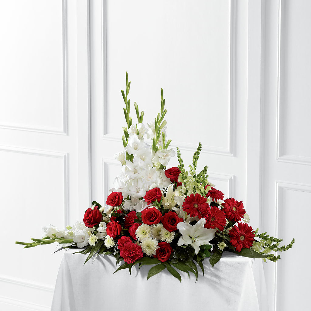 Crimson & White Arrangement – Cg Rain Florist, Cedar Grove NJ