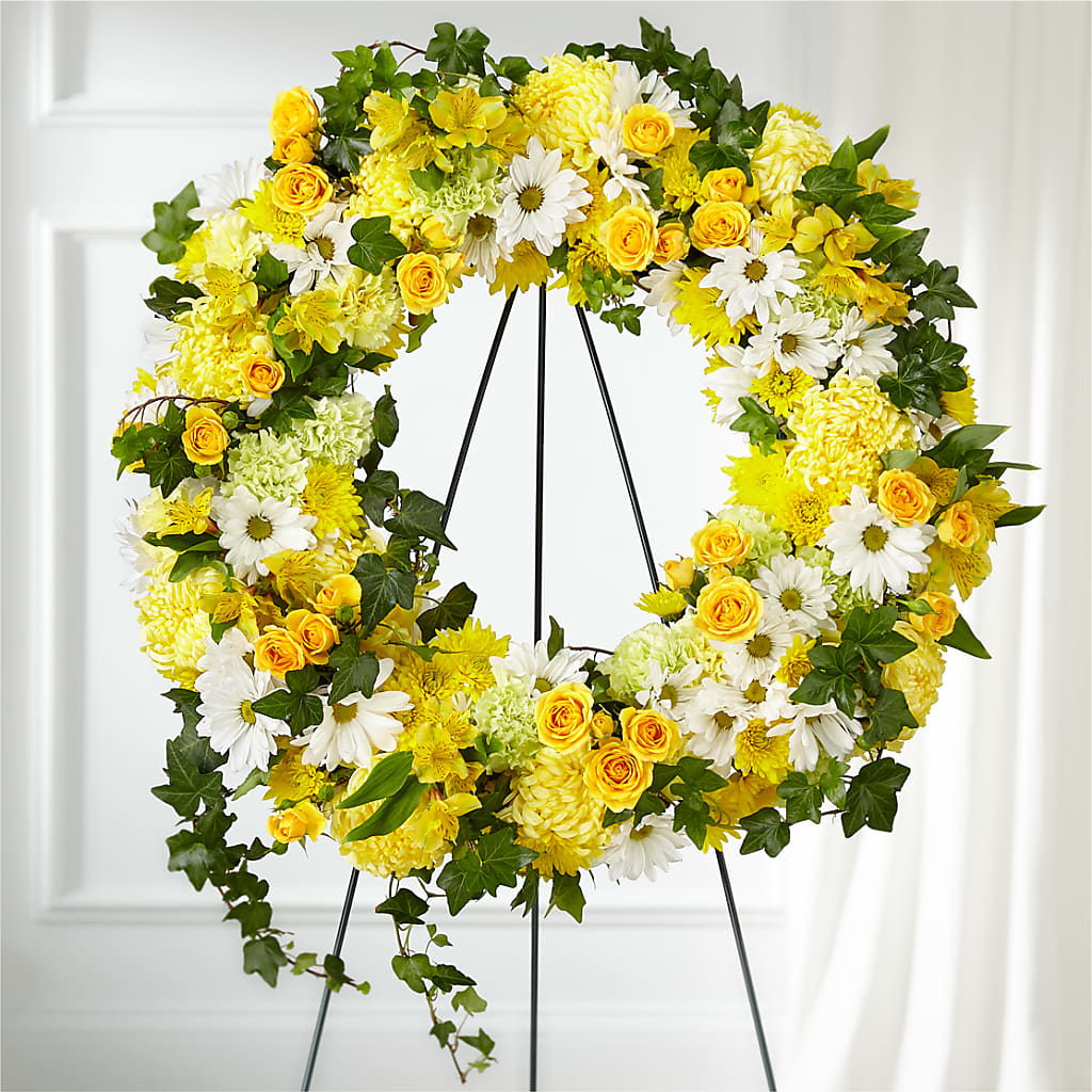 Golden Remembrance Wreath – Cg Rain Florist, Cedar Grove NJ