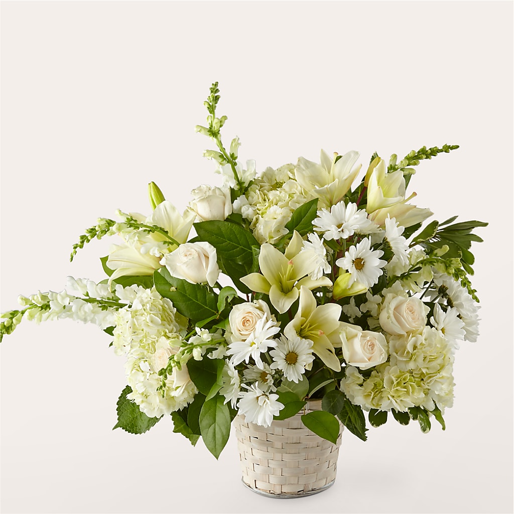 Ivory Elegance Floral Basket – Cg Rain Florist, Cedar Grove NJ