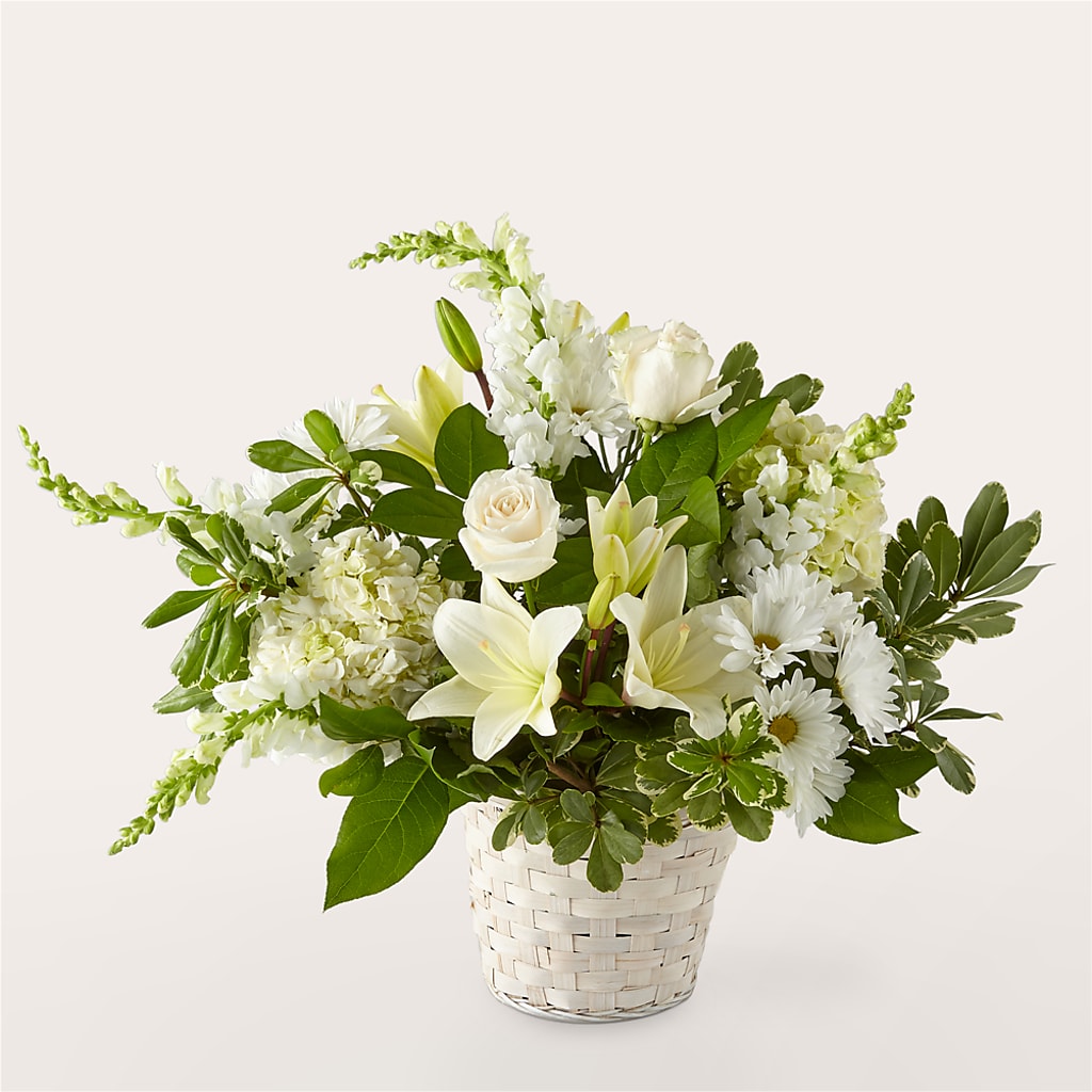 Ivory Elegance Floral Basket – Cg Rain Florist, Cedar Grove NJ
