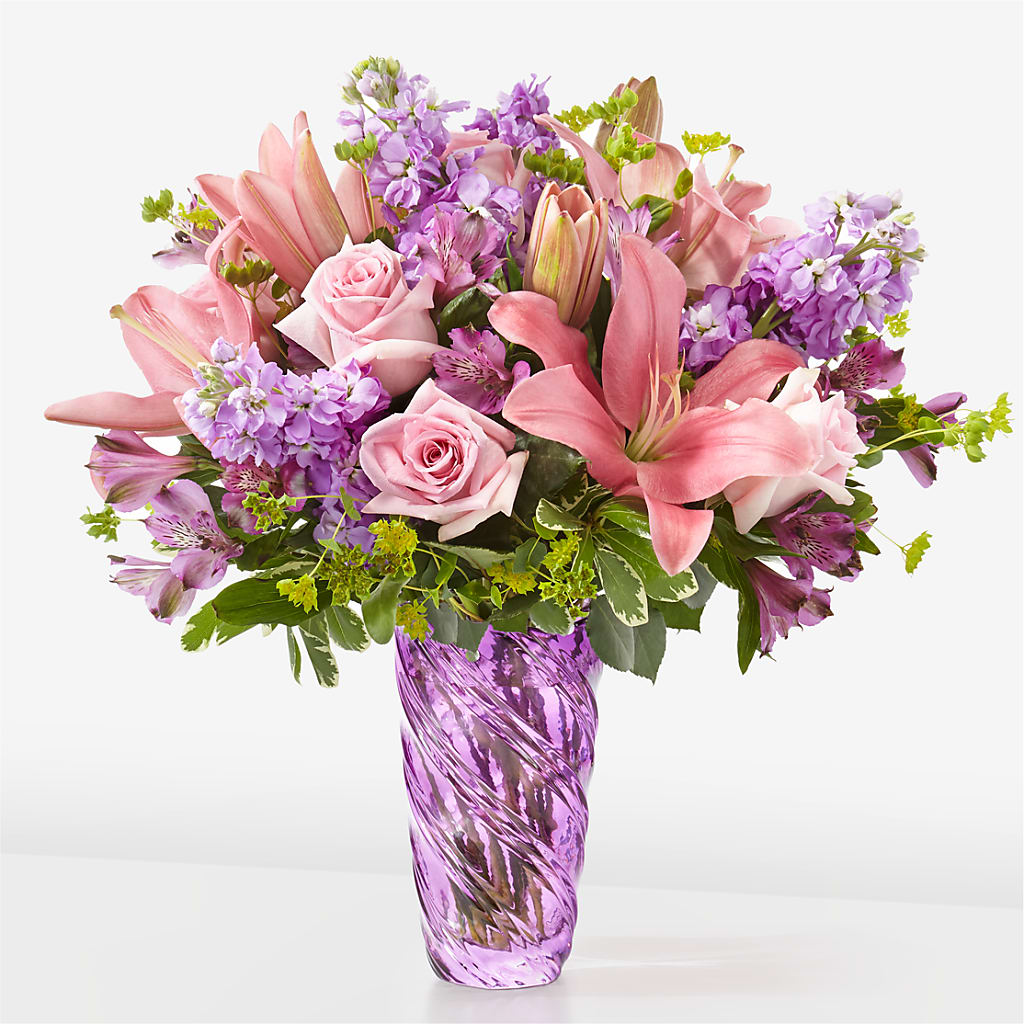 Precious Petals Bouquet with Luxe Swirl Vase – Cg Rain Florist, Cedar Grove NJ