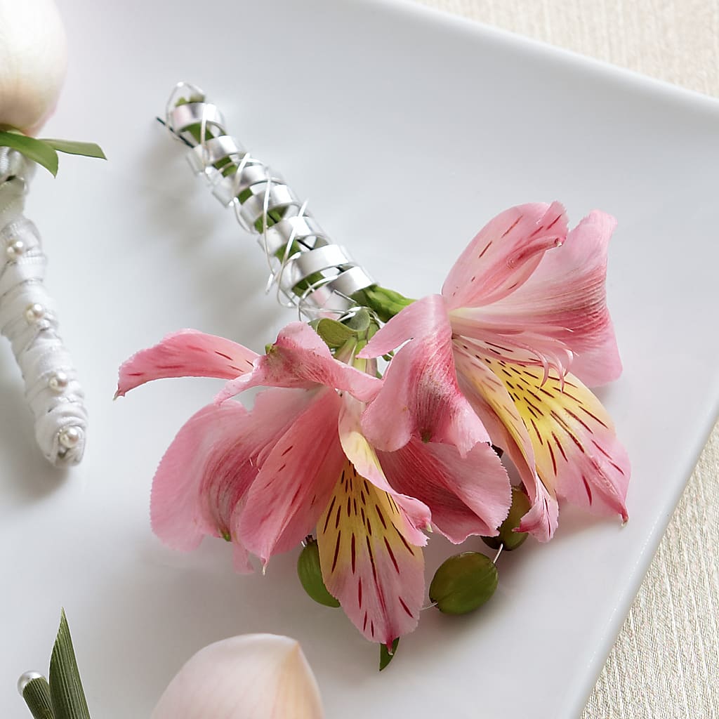 Pink Peruvian Lily Boutonniere – Cg Rain Florist, Cedar Grove NJ