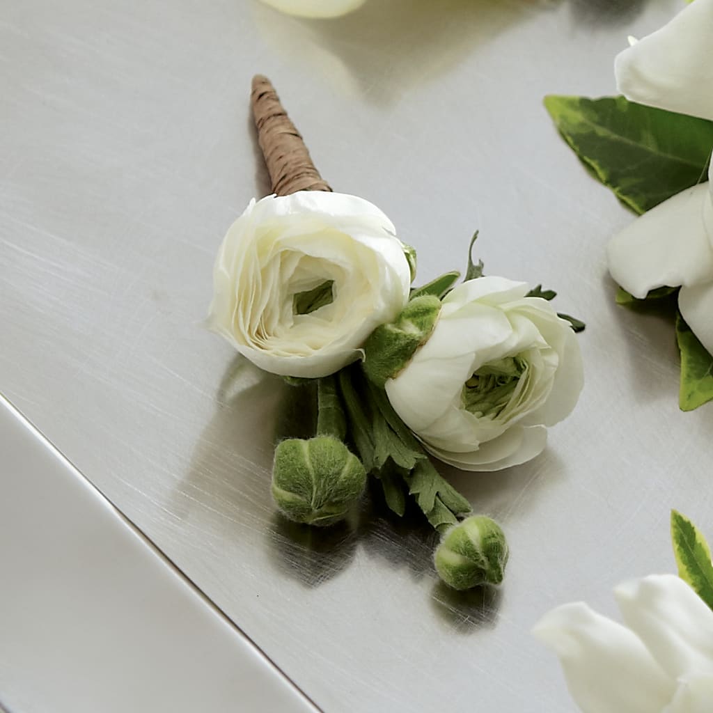White Ranunculus Boutonniere – Cg Rain Florist, Cedar Grove NJ