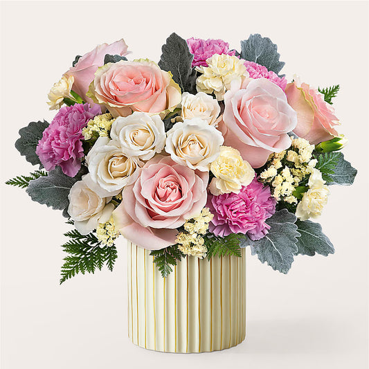 Blissful Moments Bouquet with Ivory Vase –  Cg Rain Florist, Cedar Grove NJ