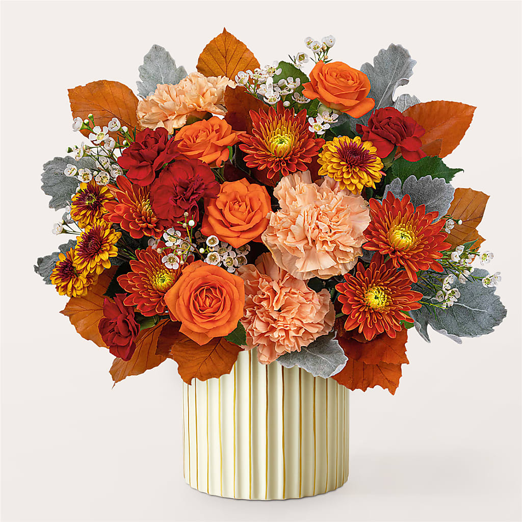 Merlot Bouquet with Ivory Vase –  Cg Rain Florist, Cedar Grove NJ