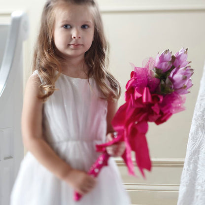 Sparkle Pink Flower Girl Bouquet –  Cg Rain Florist, Cedar Grove NJ